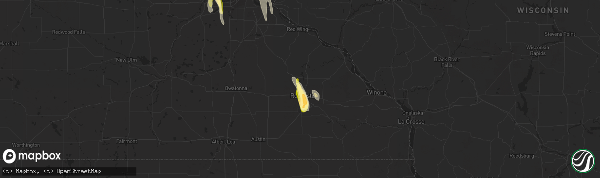 Hail map in Rochester, MN on June 29, 2015