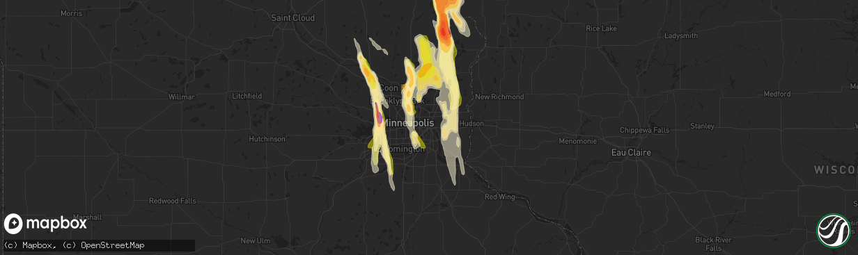 Hail map in Saint Paul, MN on June 29, 2015