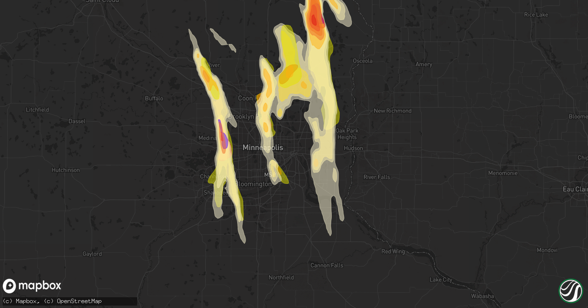 Hail map in Saint Paul, MN on June 29, 2015