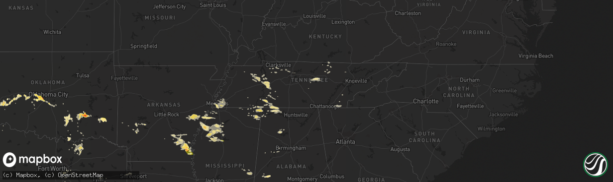 Hail map in Tennessee on June 29, 2015