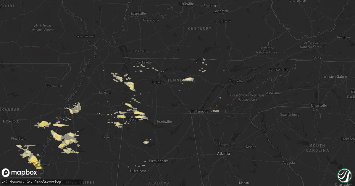 Hail map in Tennessee on June 29, 2015