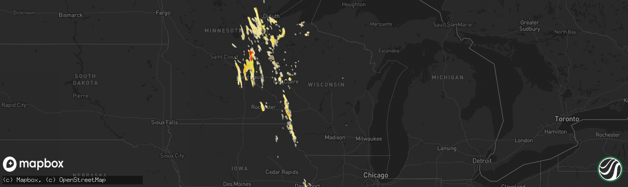 Hail map in Wisconsin on June 29, 2015