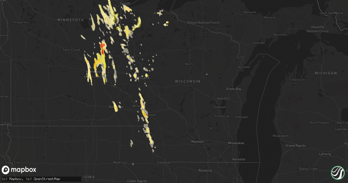 Hail map in Wisconsin on June 29, 2015