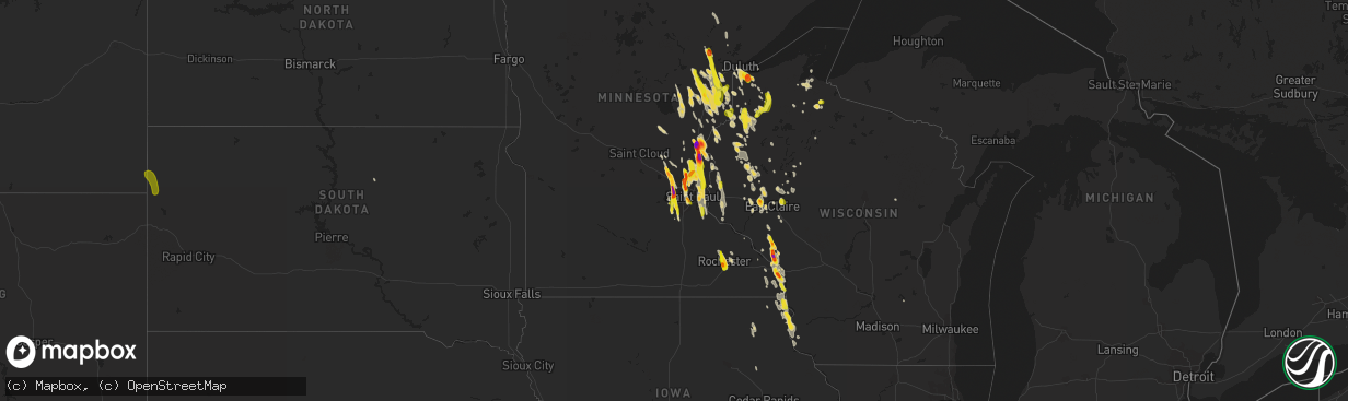 Hail map on June 29, 2015