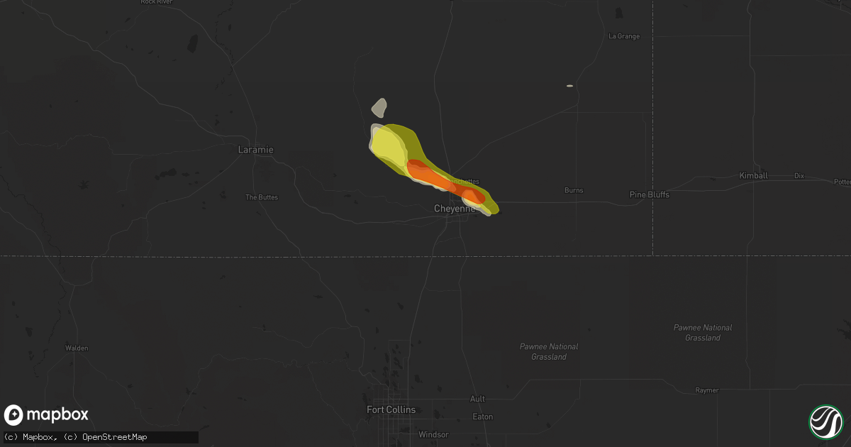 Hail map in Cheyenne, WY on June 29, 2016