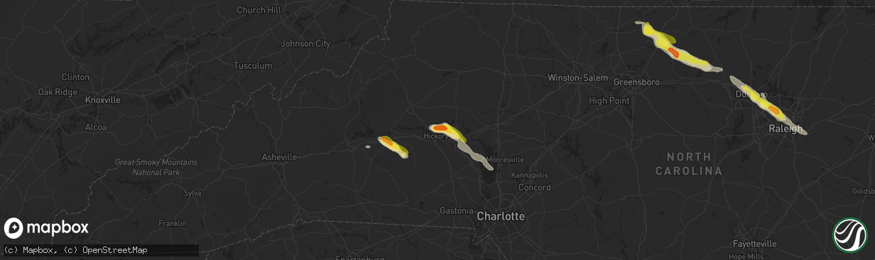 Hail map in Hickory, NC on June 29, 2016