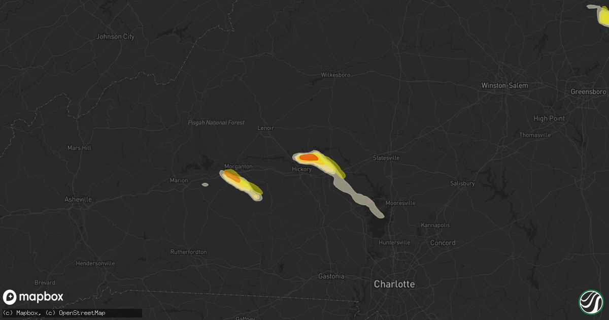 Hail map in Hickory, NC on June 29, 2016