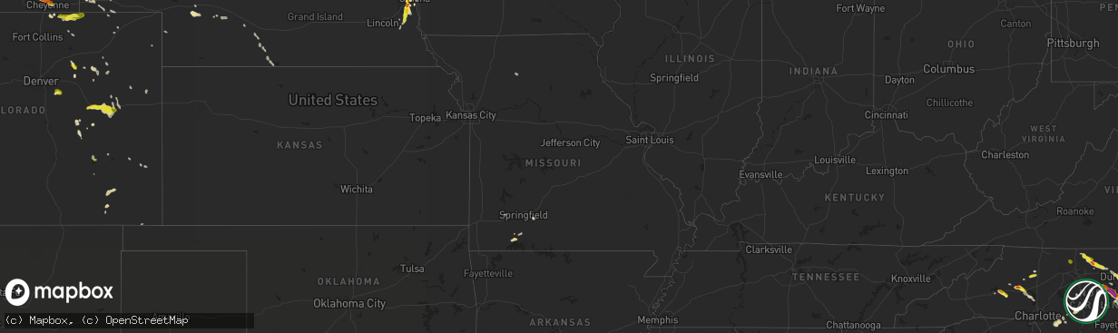 Hail map in Missouri on June 29, 2016