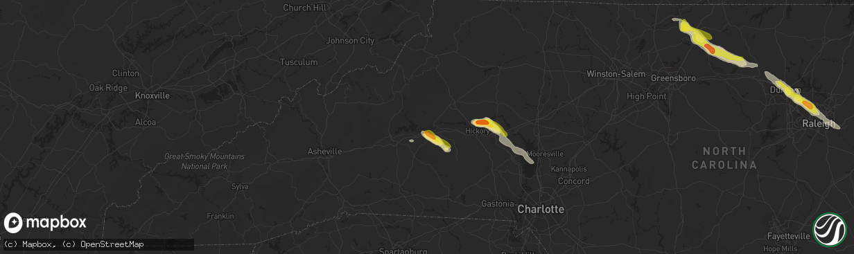 Hail map in Morganton, NC on June 29, 2016