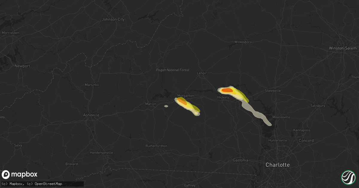 Hail map in Morganton, NC on June 29, 2016