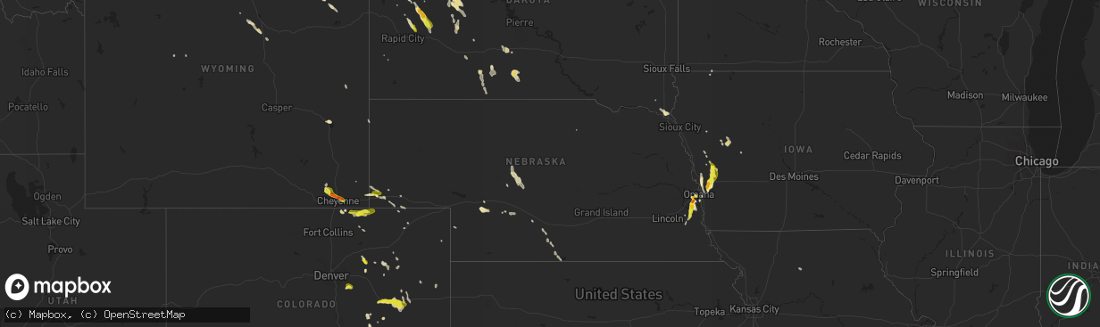 Hail map in Nebraska on June 29, 2016