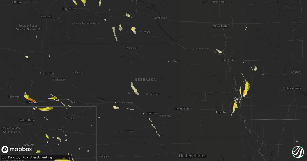 Hail map in Nebraska on June 29, 2016
