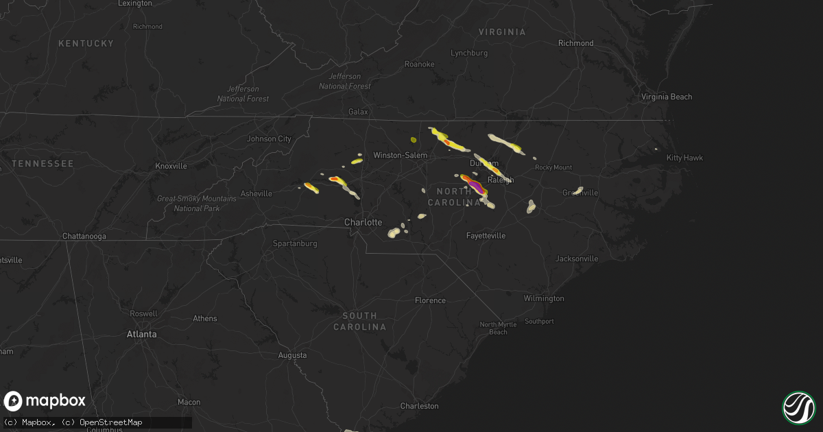 Hail map in North Carolina on June 29, 2016