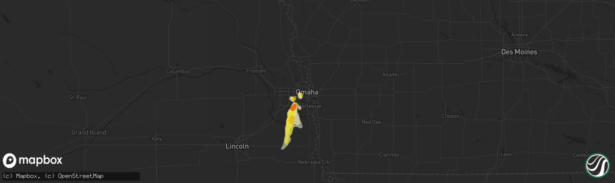 Hail map in Omaha, NE on June 29, 2016