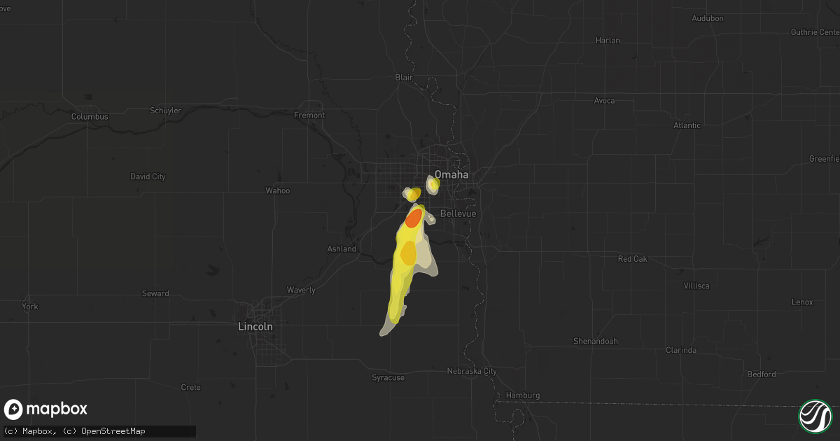 Hail map in Papillion, NE on June 29, 2016