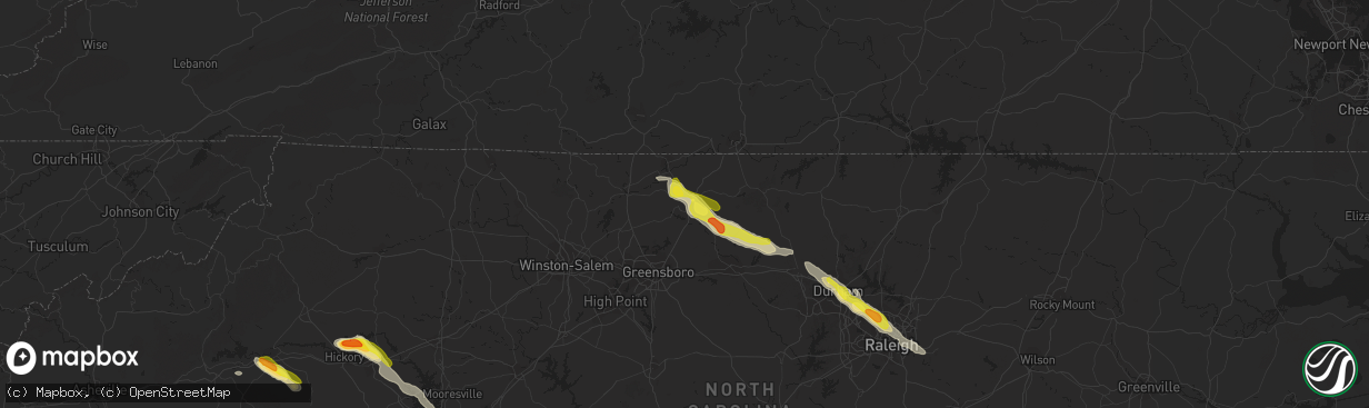 Hail map in Reidsville, NC on June 29, 2016