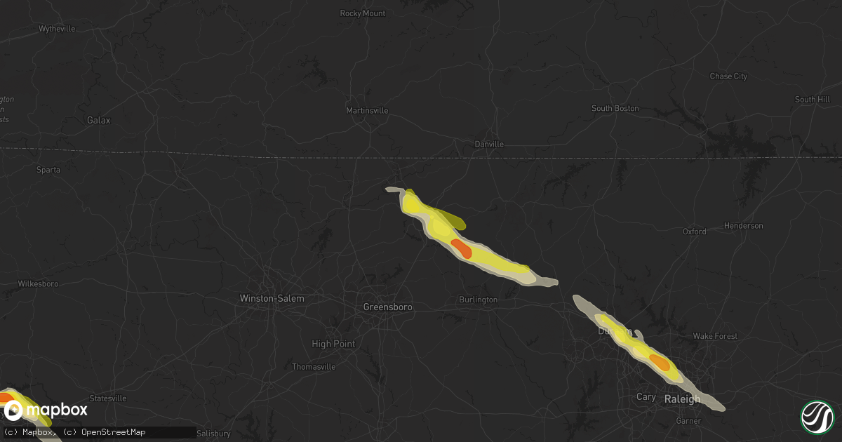Hail map in Reidsville, NC on June 29, 2016