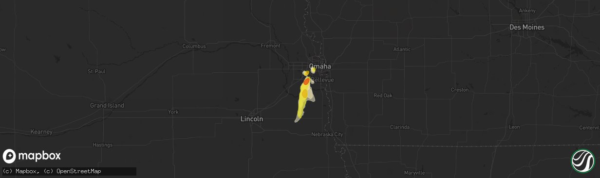 Hail map in Springfield, NE on June 29, 2016