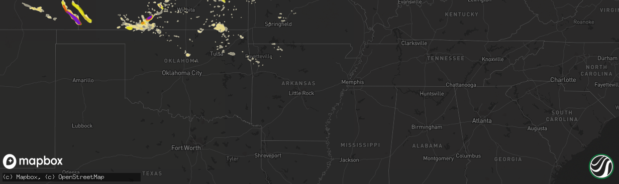 Hail map in Arkansas on June 29, 2017