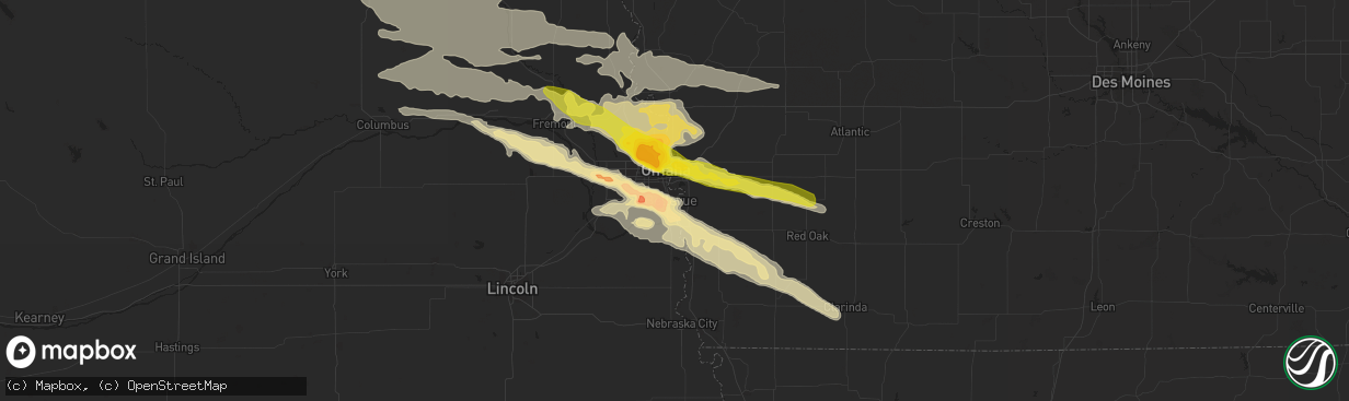 Hail map in Bellevue, NE on June 29, 2017