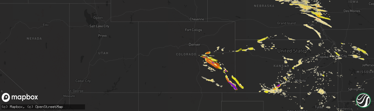 Hail map in Colorado on June 29, 2017