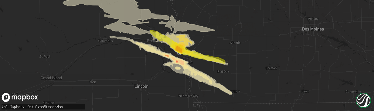 Hail map in Council Bluffs, IA on June 29, 2017