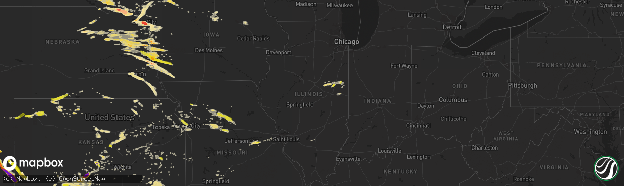 Hail map in Illinois on June 29, 2017