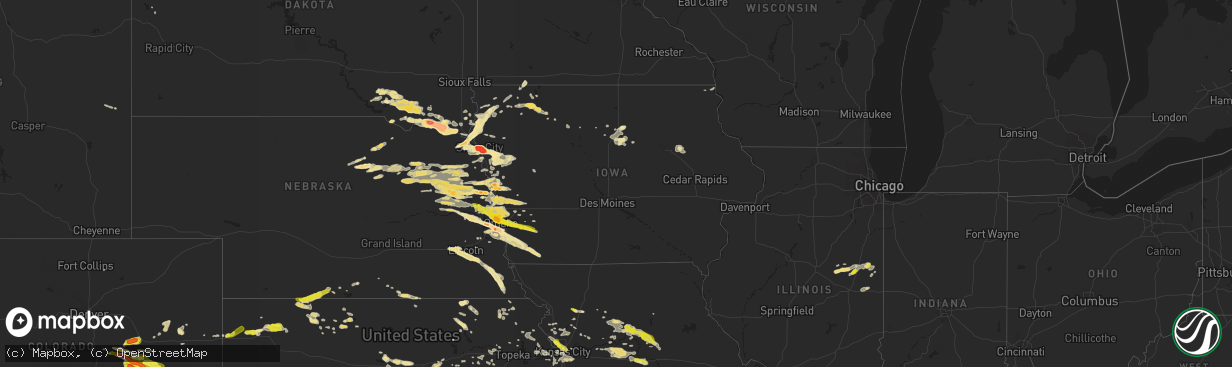 Hail map in Iowa on June 29, 2017