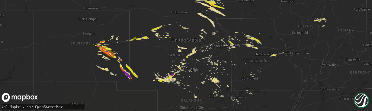 Hail map in Kansas on June 29, 2017