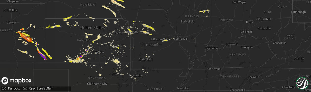 Hail map in Missouri on June 29, 2017