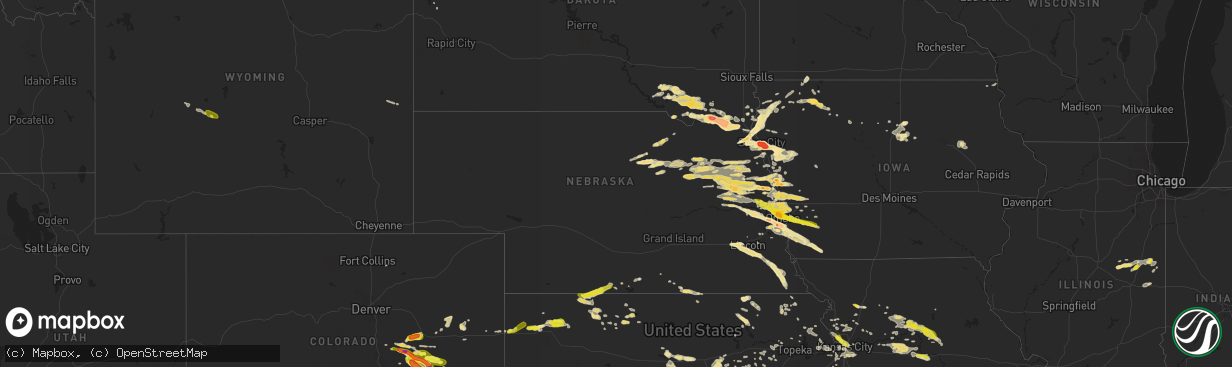 Hail map in Nebraska on June 29, 2017