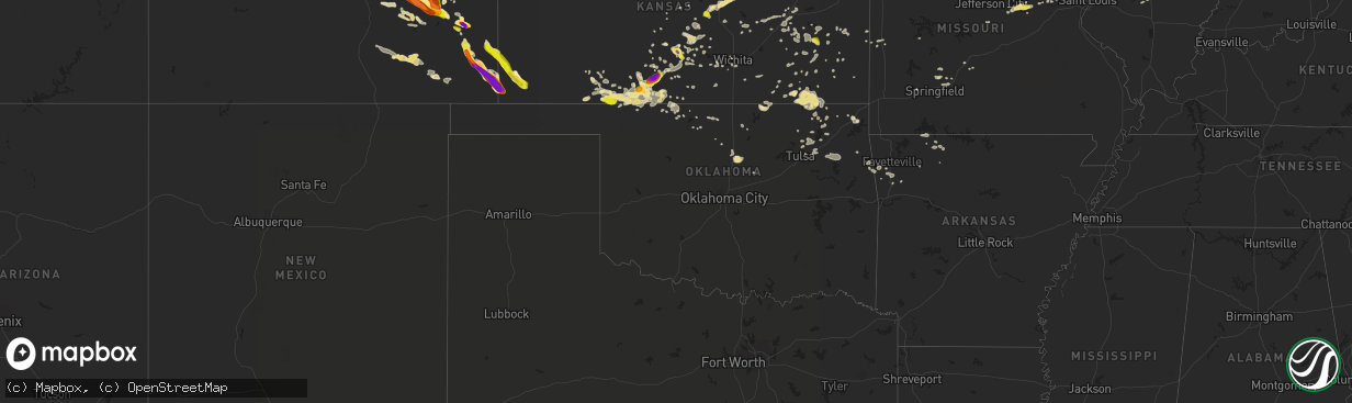 Hail map in Oklahoma on June 29, 2017