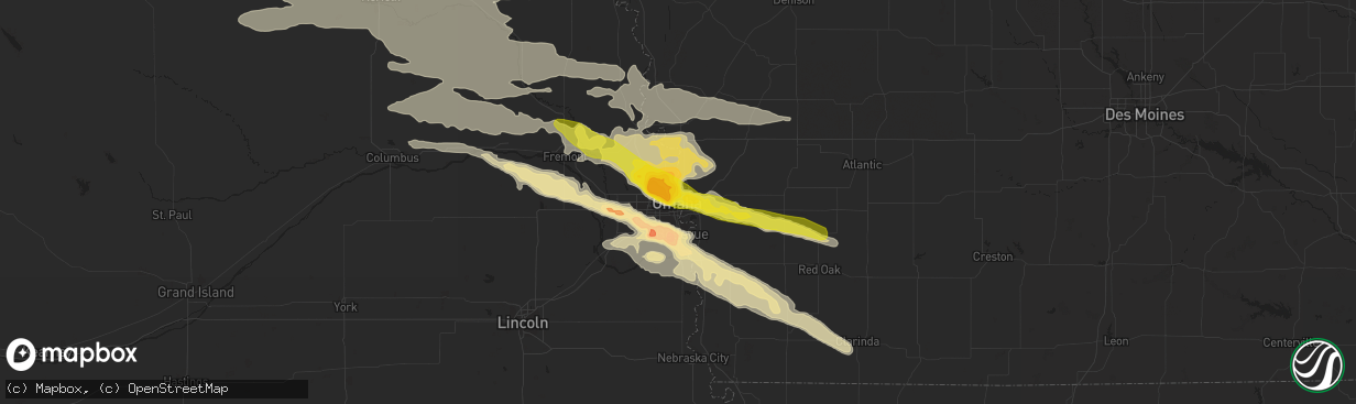 Hail map in Omaha, NE on June 29, 2017