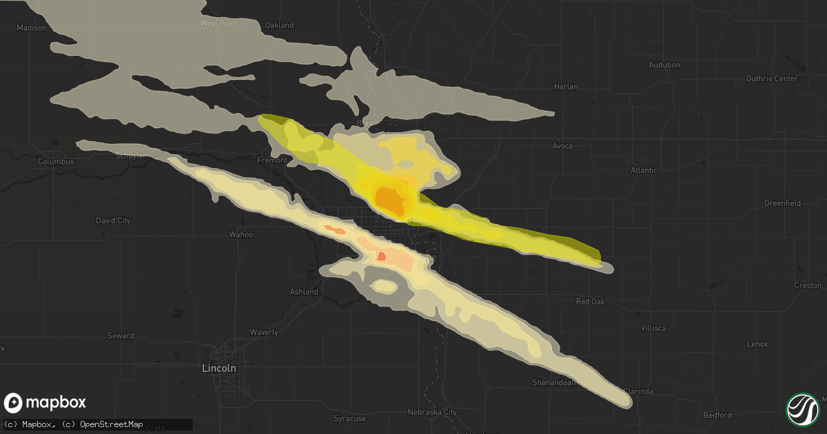 Hail map in Omaha, NE on June 29, 2017