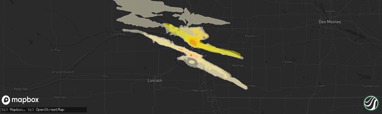 Hail map in Papillion, NE on June 29, 2017