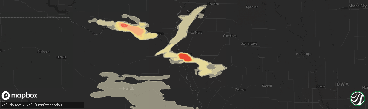 Hail map in Sioux City, IA on June 29, 2017