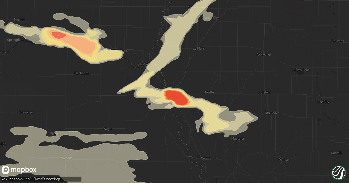 Hail map in Sioux City, IA on June 29, 2017