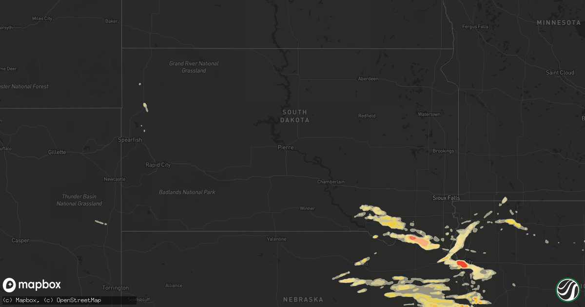 Hail map in South Dakota on June 29, 2017