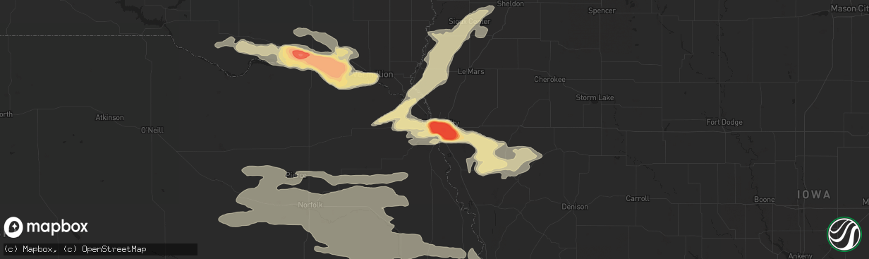 Hail map in South Sioux City, NE on June 29, 2017