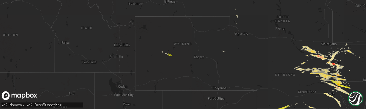 Hail map in Wyoming on June 29, 2017