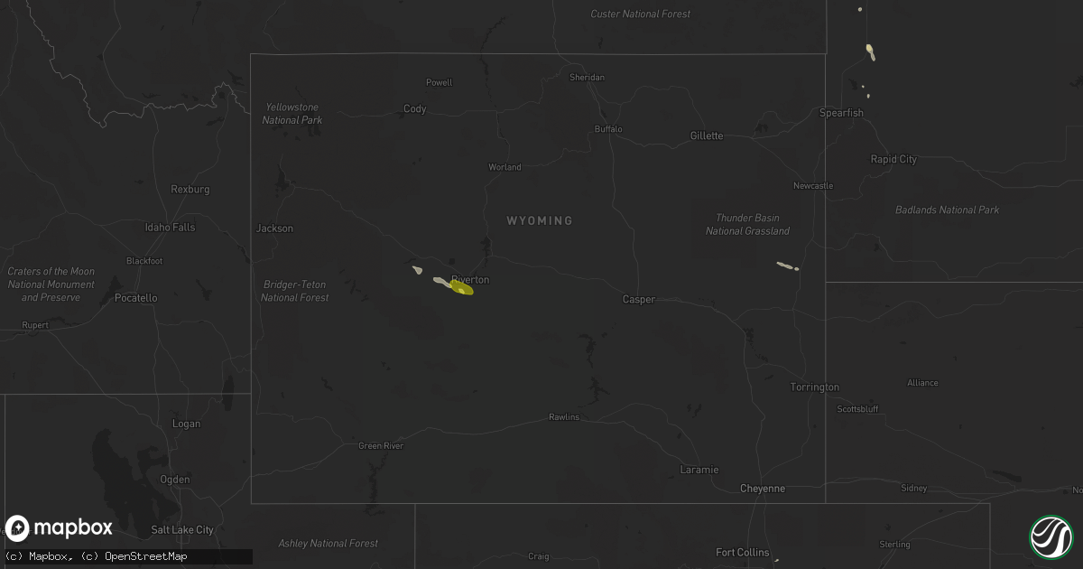Hail map in Wyoming on June 29, 2017