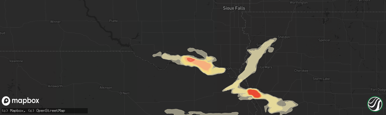 Hail map in Yankton, SD on June 29, 2017