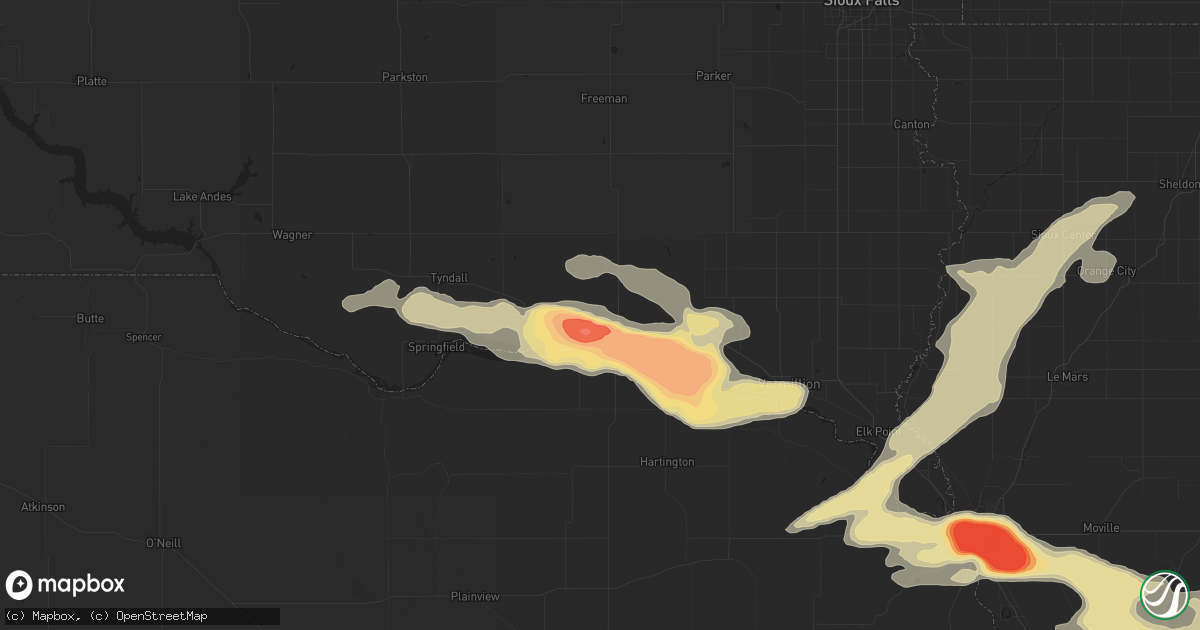 Hail map in Yankton, SD on June 29, 2017