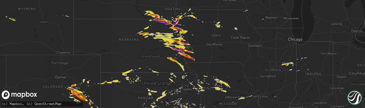 Hail map on June 29, 2017