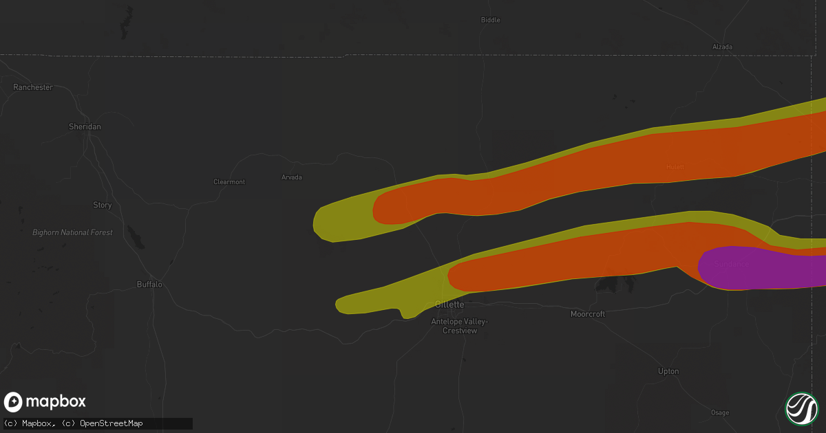 Hail map in Gillette, WY on June 29, 2018