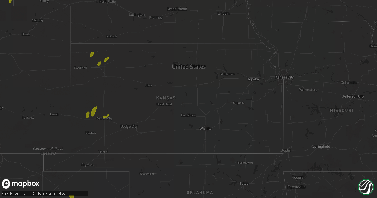 Hail map in Kansas on June 29, 2018