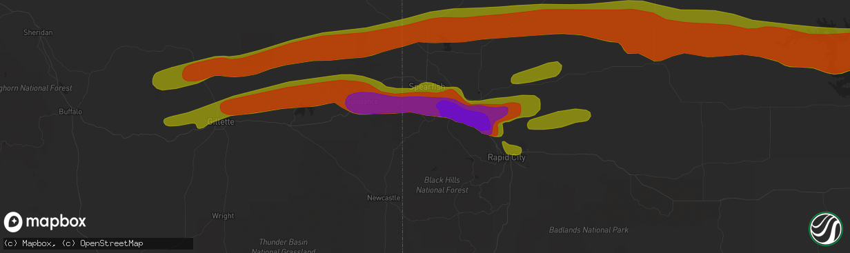 Hail map in Lead, SD on June 29, 2018