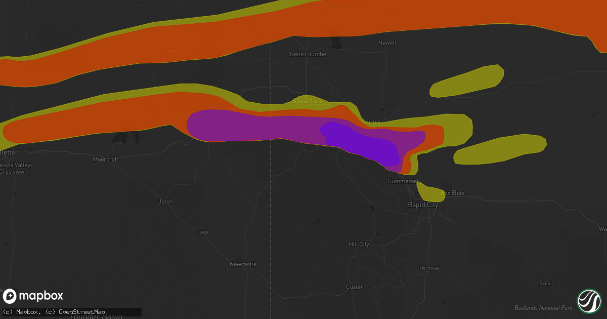 Hail map in Lead, SD on June 29, 2018