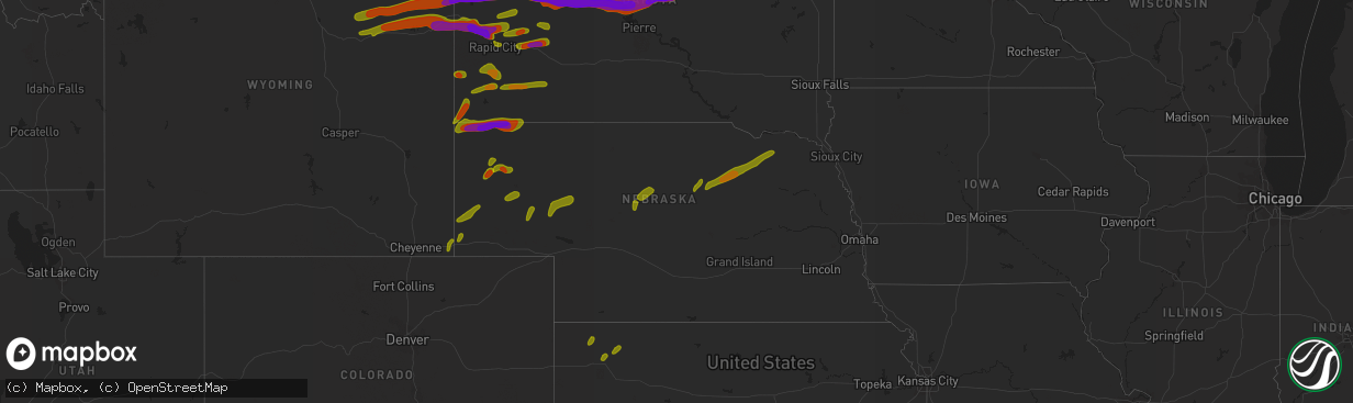 Hail map in Nebraska on June 29, 2018