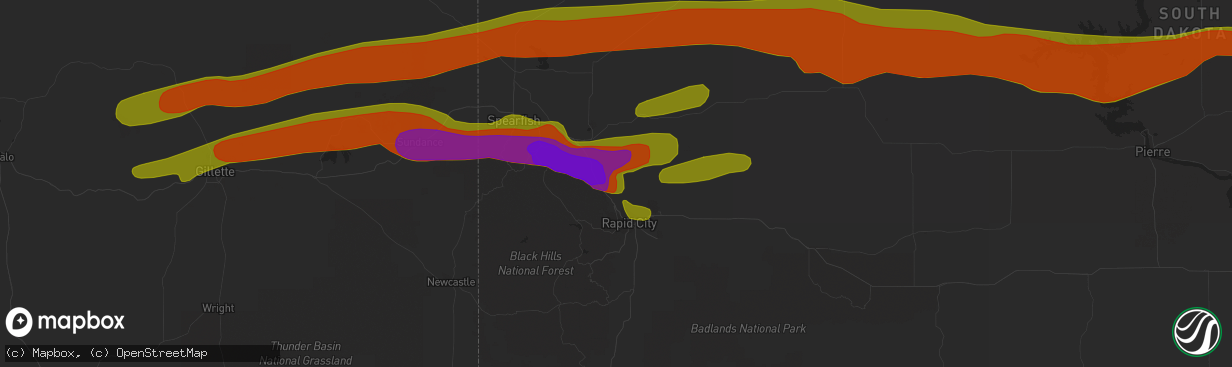 Hail map in Piedmont, SD on June 29, 2018